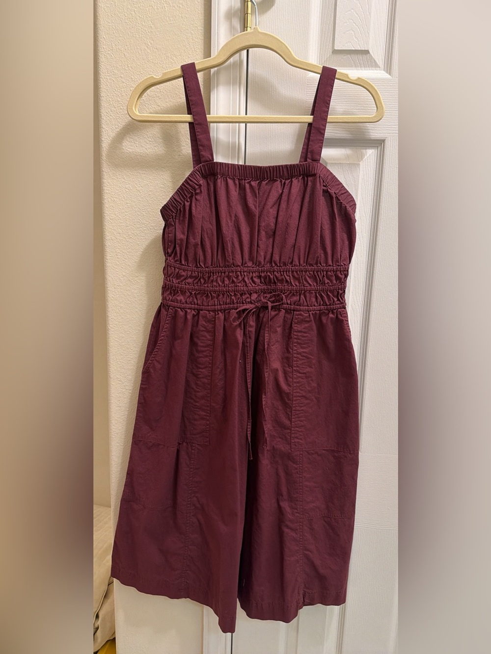 Universal Thread Sleeveless Smocked Belted Jumpsuit in Deep Wine - M